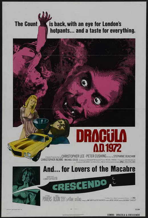 Dracula A.D. 1972 映画ポスター DRACULA AD 1972 Movie POSTER 27x40 B Christopher Lee Peter Cushing