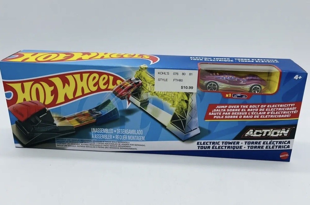 New Mattel Hot Wheels Electric Tower Play Set Race Car with Action Stunt Track