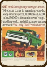1964 GENERAL MOTORS GMC V-6 Pickup Truck Vntg-Look DECORATIVE REPLICA METAL SIGN