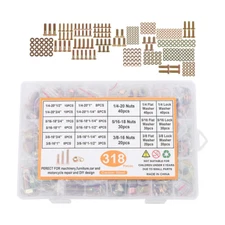 318 Pcs Grade 8 Heavy Duty Nuts And Hex Bolts Nuts Washers Assortment Kit