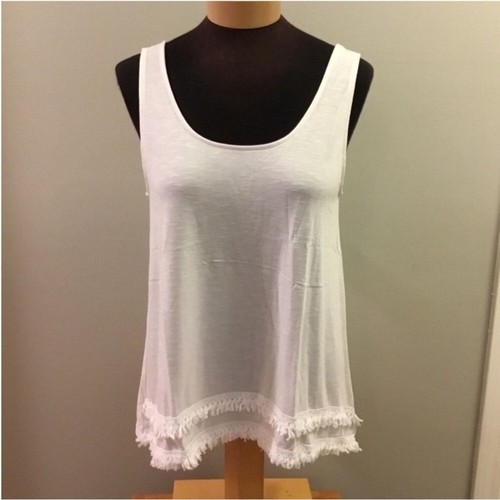 Wallflower Tanktop mit Fransen-Detail Damen mittelweiß Hai Biss Saum - Bild 13 von 13