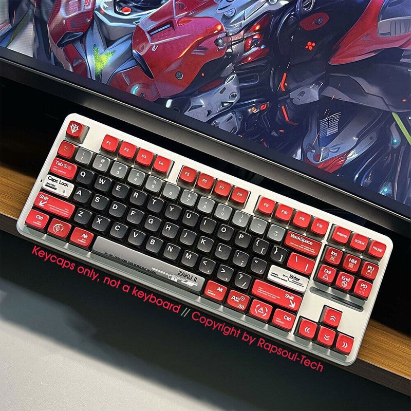 GUNDAM ZAKU PBT Keycaps Set Translucent Buttom For Cherry MX Mechanical Keyboard