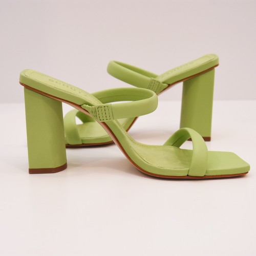 Schutz Ully Deluxe Nappa Lime Green Open Square Toe Block Heel Sandals Sz 8B - Picture 11 of 15