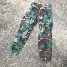 Vintage Army Military Draw String Distressed Worn Camo Cargo Pants Chinos 29 29
