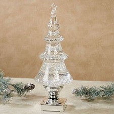 Lighted Swirling Glitter Christmas Tree Tabletop Accent Silver
