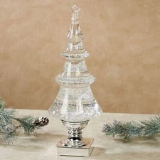 Lighted Swirling Glitter Christmas Tree Tabletop Accent Silver
