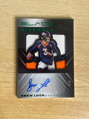2020 Panini Black Sizeable Drew Lock Autograph-Patch /5 Broncos Rare #SSJ19 E34