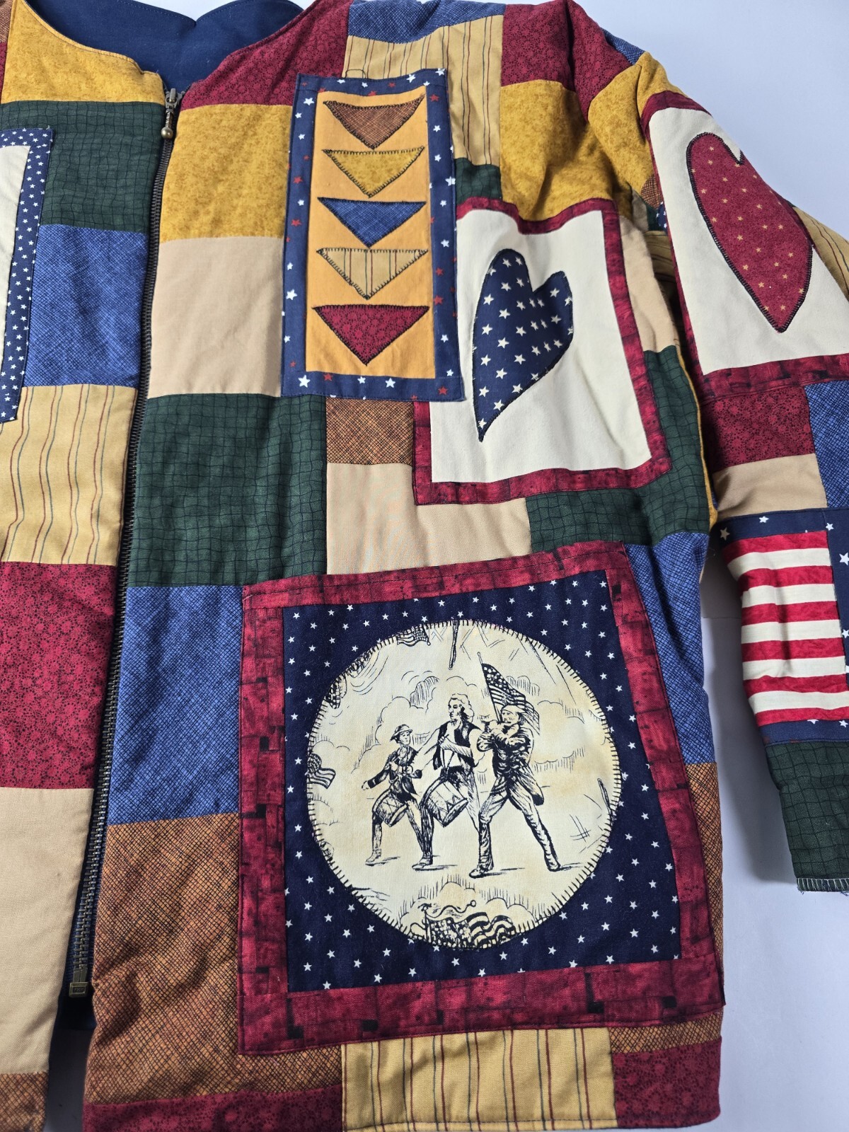 Vintage Quilted Patchwork Chore Jacket XL Red/Whi… - image 5