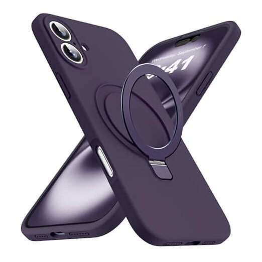 Designed for Case with Magnetic Invisible Stand Compatible iPhone 16 Purple