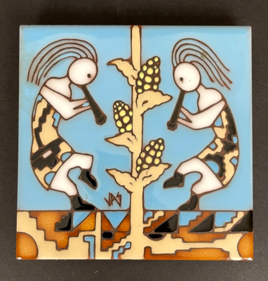 Earthtones Kokopelli Native American Southwest Terracotta Tile