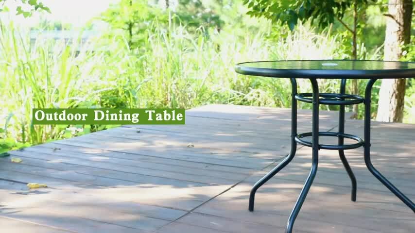 ＥＮアンブレラテーブル Round Garden Patio Table Outdoor Dining Bistro Glass Table Top w