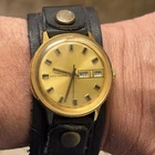 Vintage Timex Marlin Sunburst Day Date Watch 26860 2772 Gold Tone Runs *READ*