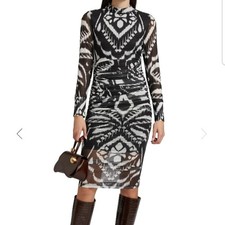 Farm Rio Black White Pineapple Ikat Tulle Chic Feminine Whimsigoth Midi Size L