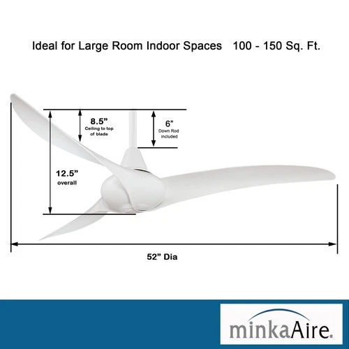 Minka Aire Wave 52" Ceiling Fan - White 3-Blade Remote Control - Picture 3 of 5