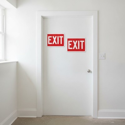 2 Pack Exit Signs, Aluminum Exit Sign with Red Background, Exit Sign for Door...