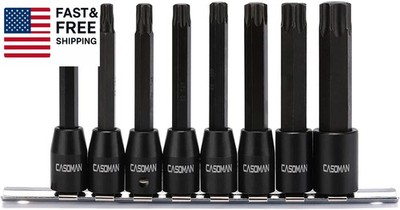 8 Piece 3/8  Drive Extra Long Torx Star Bit Socket Set, T30-T70, S2 Steel, 3.5