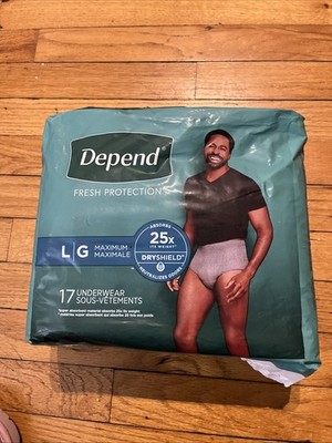 Depend Fresh Protection Disposable Underwear, Men's Large Size, 17 Pairs