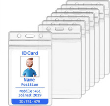 20 Pack ID Badge Holders - Waterproof Clear Plastic Card Holder Sleeves with Zip
