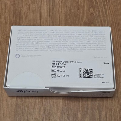 CEREC / InLab Ivoclar IPS EMAX - HT D4 / C14 - 5 Milling Blocks REF: 626422