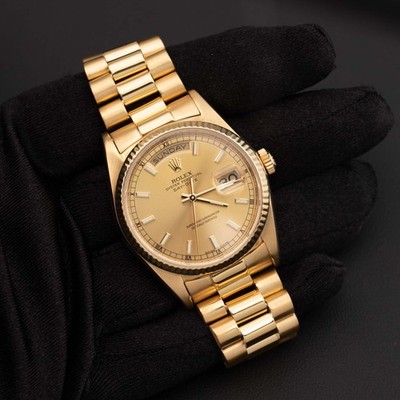 Presidential Rolex Day-Date 18238 Fluted Bezel Watch 36mm