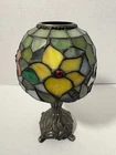 Vintage Stained Glass Tiffany Tyle Votive Candle Lamp 9" Tall 5" Wide