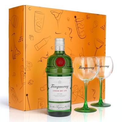 Tanqueray Gin Geschenkset 0,7l Flasche 43,1 % Vol. + Ballongläser 0,35l|Orange