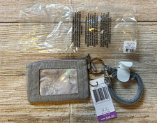 Vera Bradley Lighten Up Zip ID Lanyard, Medium Heather Gray Fabric 38166-13013