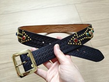 1930s Vintage Design Carved Studded Belt Western Biker Rockabilly Motorcycle