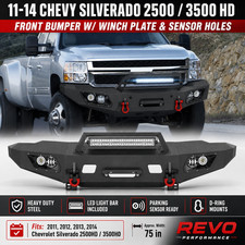  11-14 Chevy Silverado 2500 3500 Hd Front Bumper W Winch Plate Sensor Holes