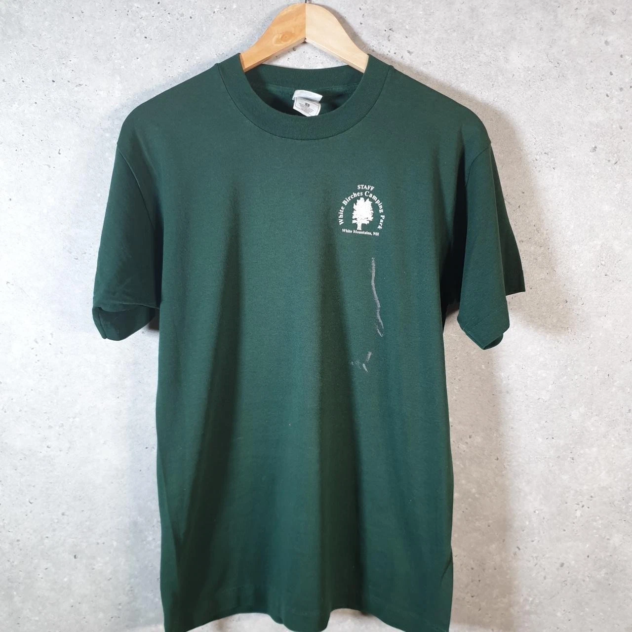 Vintage Fruit Of The Loom White Birches Camping Park T-Shirt Men’s Medium Green