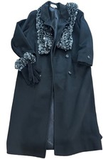 Vintage CASSIDY Long Dark Black 100 Wool Coat Size 8 Hand Tailored 