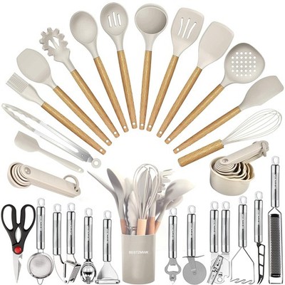 Kitchen Utensils Set 35 PCs Cooking Utensils with Grater Tongs Spoon Spatula
