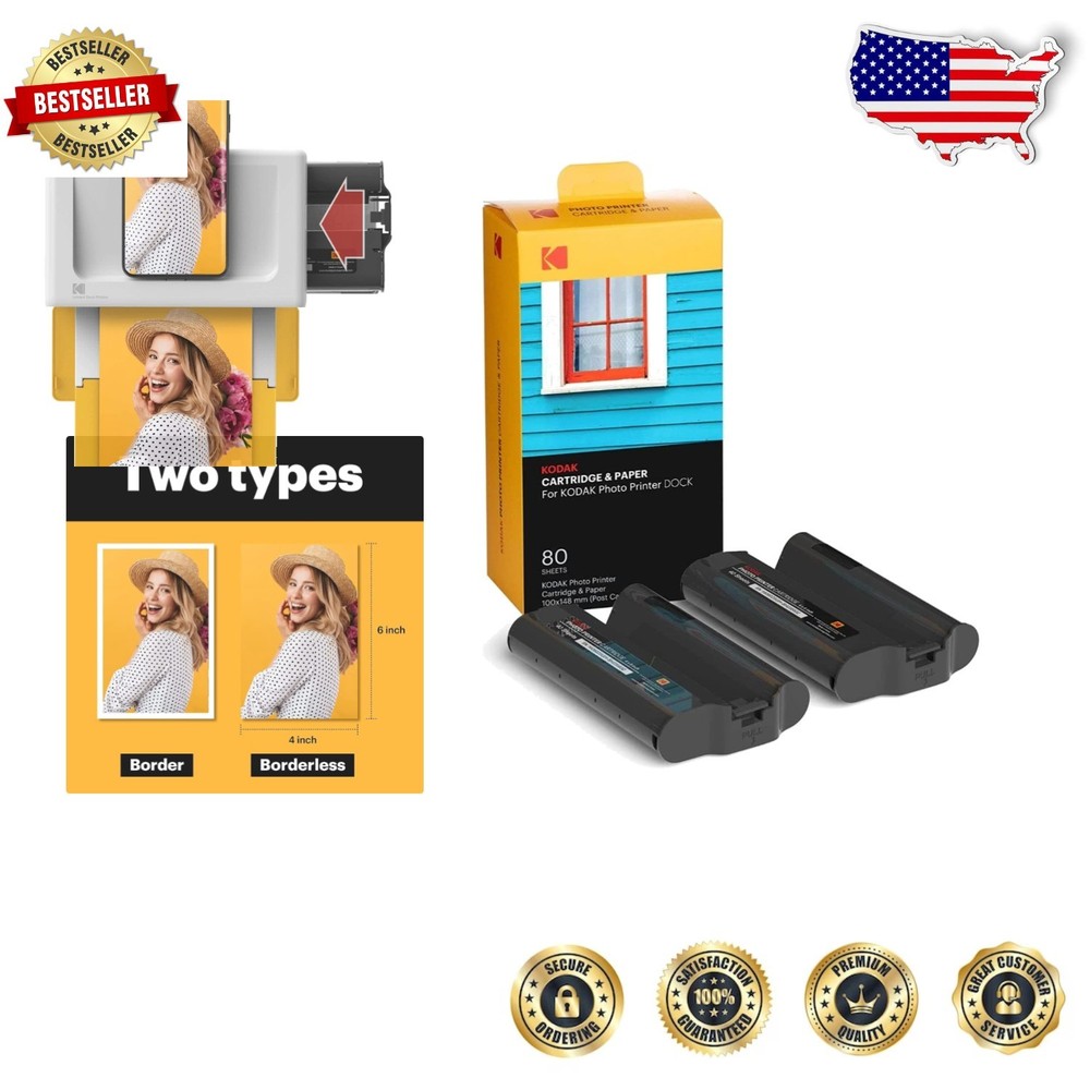 80-Pack Dock Plus Photo Printer Cartridge & Paper for Vibrant Long-Lasting Prints