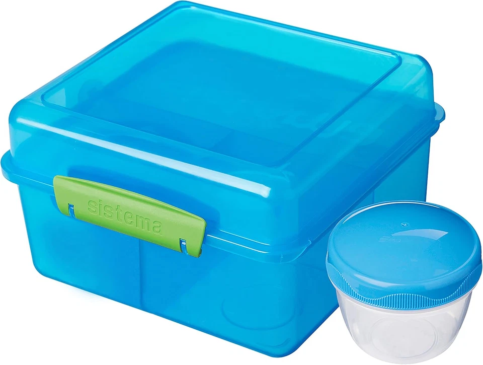 - contenitore cubico per pranzo, plastica, Clear / Dark Blue, 1.4 L - Immagine 2 di 4