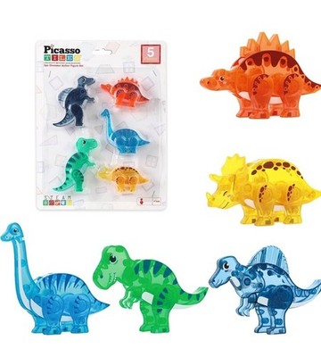 Dinosaur Magnetic Tiles Accessory Set Mix and Match Dino Figure Parts for STEM M