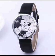 Micky Mouse Adults Watch Black Leather Strap