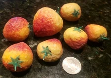 Vintage Italian Alabaster Stone Fruit Strawberries 7 Total