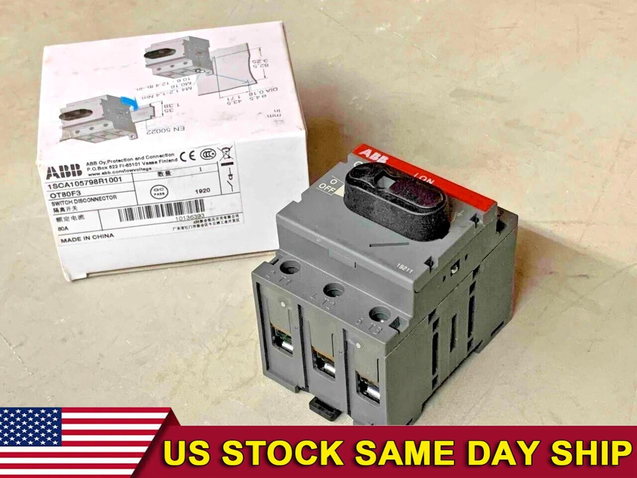 ABB OT80F3 1SCA105798R1001 3P 80A Disconnector Disconnect Switch, 80 Amp