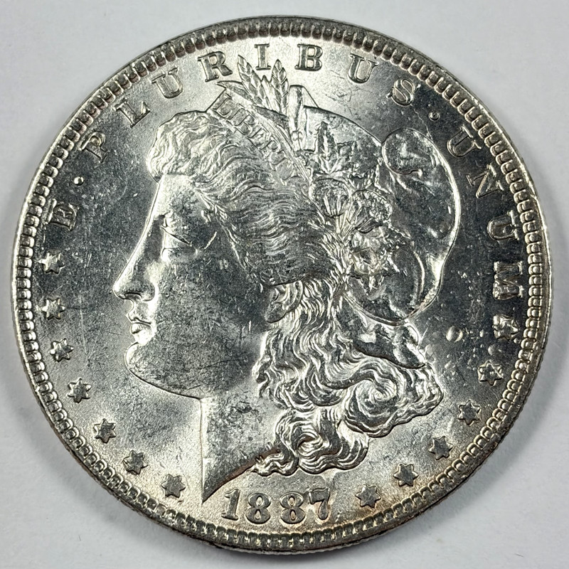 1887-P $1 Morgan Dollar 90% Silver Philadelphia US Coin LUSTER! Toning!