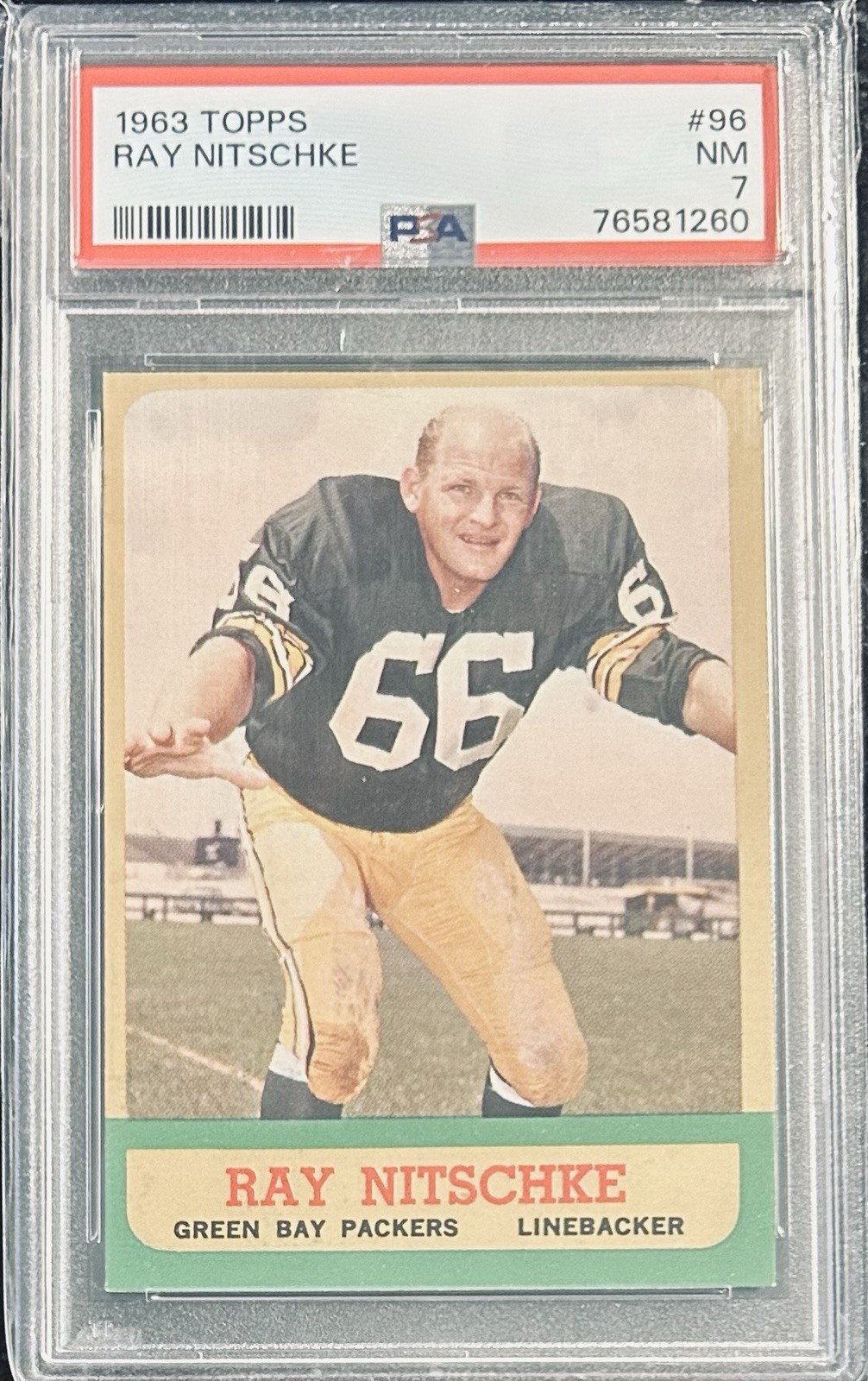 1963 Topps Ray Nitschke #96 Rookie Card RC) PSA 7 NM Packers