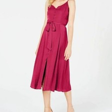 NWT Vince Camuto Fairy Belted Button Front Midi Dress 10 Pink Boho Coquette