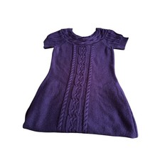 Calvin Klein Womens Medium Dress Purple Short Sleeve Cable Knit Sweater Dress