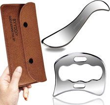 BYYDDIY 2 in 1 Stainless Steel Muscle Scraper Tools Set Gua Sha Massage Scraper