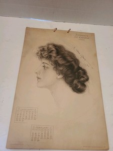 Rare Armour's Art Calendar 1905 Full Calendar 6 Pages  Lady Illustrations Ex Nm 