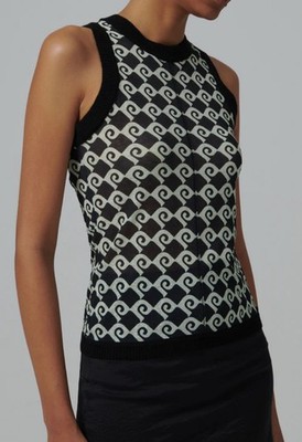 NEW! NANUSHKA BLACK DENALIE DIAMOND CHECK MESH JERSEY RIB TANK TOP SZ XXS