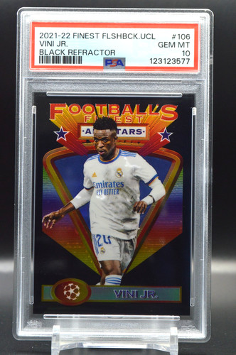 2021 Vinicius Jr Topps Finest Flashback UCL Black Refractor SSP /25 PSA 10 Gem