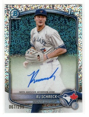 2025 Bowman Chrome RJ Schreck Speckle Refractor Auto /299 RC Rookie | Blue Jays