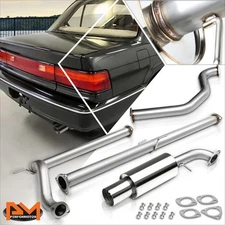 For 89-91 Honda Civic ED 4-Dr Sedan 4" Round Tip Muffler Catback Exhaust System
