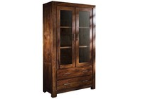Holz Natur Vitrine Modern Massivholz Schrank Wohnzimmerschrank Sheesham 100X180
