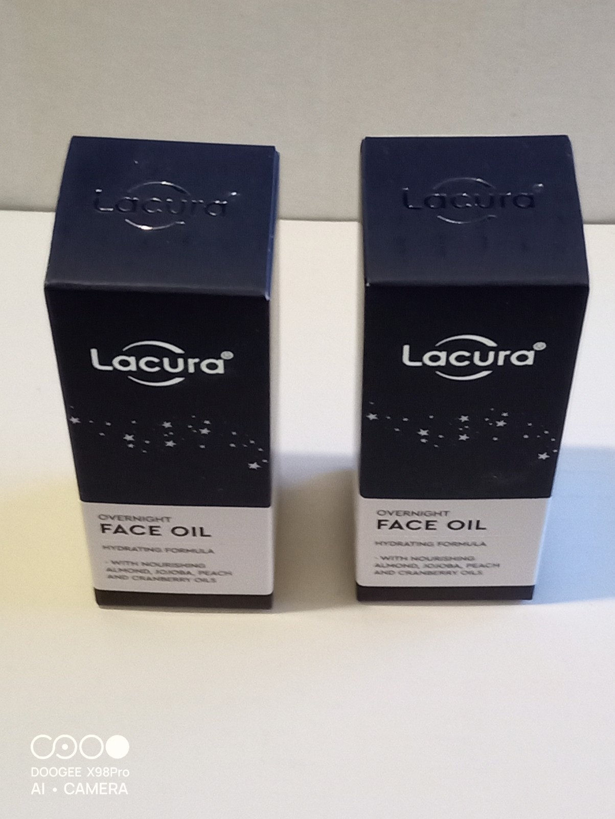 2 X Lacura Overnight Face Oil - with Almond, Jojoba, Peach Cranberry Oils. 30ml